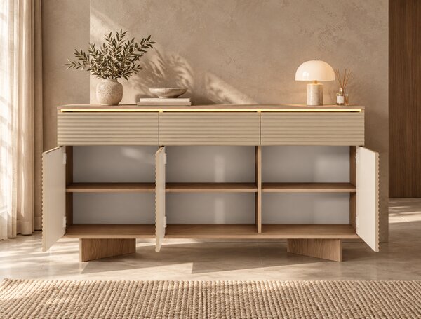 KOMODA GALLIANO DUB BOLIVAR + CAPPUCCINO LED 154 cm