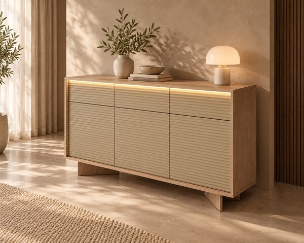 KOMODA GALLIANO DUB BOLIVAR + CAPPUCCINO LED 154 cm