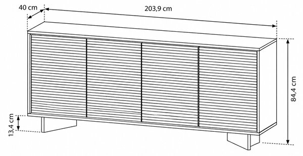 KOMODA GALLIANO DUB BOLIVAR + CAPPUCCINO LED 204 cm