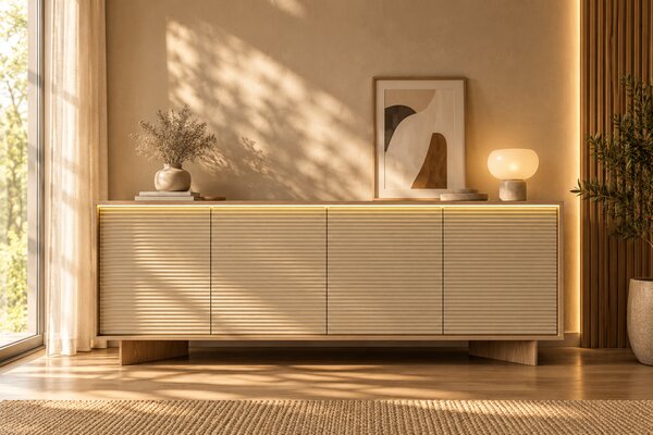 KOMODA GALLIANO DUB BOLIVAR + CAPPUCCINO LED 204 cm
