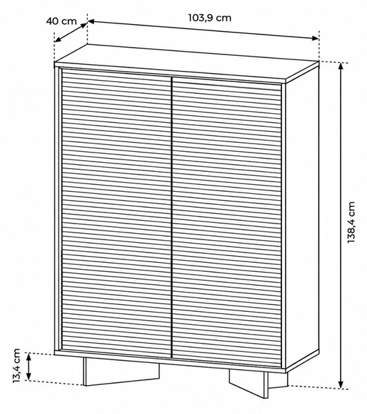 VYSOKÁ KOMODA GALLIANO DUB BOLIVAR + CAPPUCCINO LED 104 cm