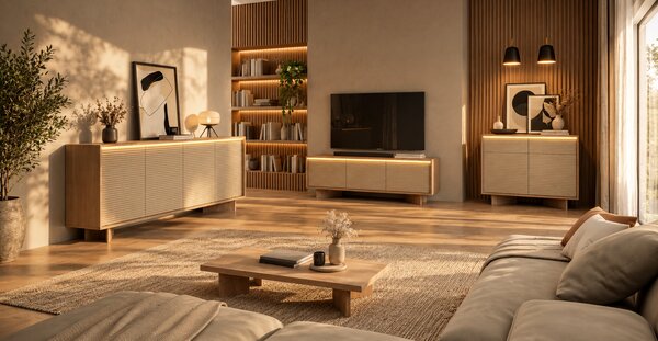 TV STOLÍK GALLIANO DUB BOLIVAR + CAPPUCCINO LED 154 cm