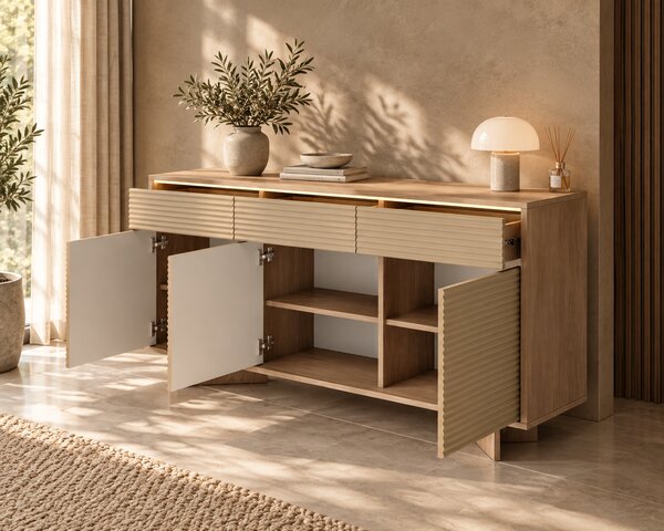 KOMODA GALLIANO DUB BOLIVAR + CAPPUCCINO LED 154 cm