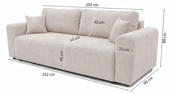 ROZKLADACIA POHOVKA SOREN 252x90 cm POSO 100
