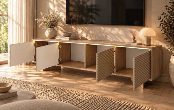 TV STOLÍK GALLIANO DUB BOLIVAR + CAPPUCCINO LED 204 cm