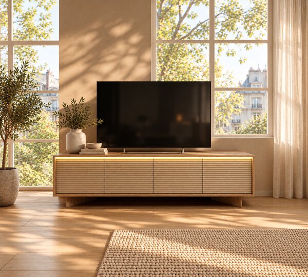 TV STOLÍK GALLIANO DUB BOLIVAR + CAPPUCCINO LED 204 cm