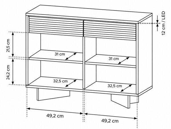 KOMODA GALLIANO DUB BOLIVAR + CAPPUCCINO LED 104 cm