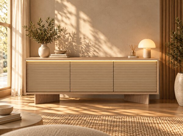 TV STOLÍK GALLIANO DUB BOLIVAR + CAPPUCCINO LED 154 cm