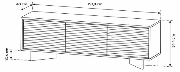 TV STOLÍK GALLIANO DUB BOLIVAR + CAPPUCCINO LED 154 cm