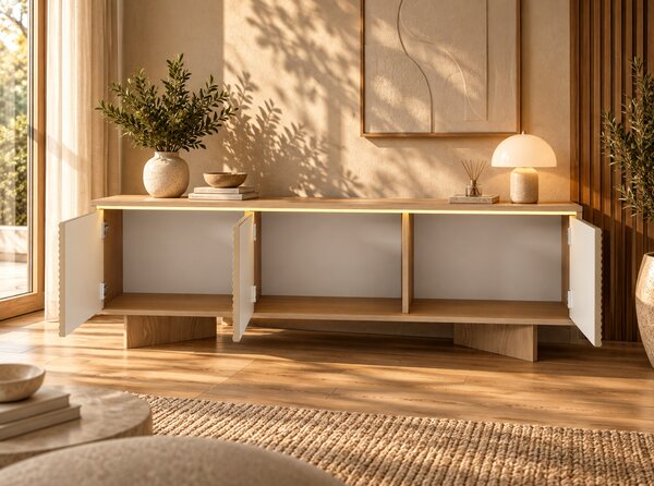 TV STOLÍK GALLIANO DUB BOLIVAR + CAPPUCCINO LED 154 cm