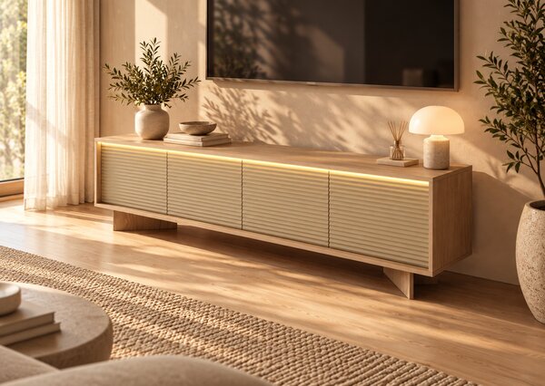 TV STOLÍK GALLIANO DUB BOLIVAR + CAPPUCCINO LED 204 cm