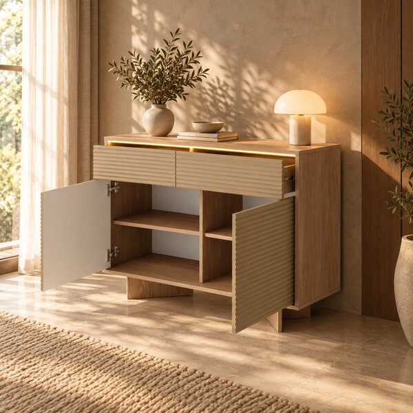 KOMODA GALLIANO DUB BOLIVAR + CAPPUCCINO LED 104 cm