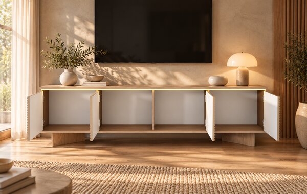 TV STOLÍK GALLIANO DUB BOLIVAR + CAPPUCCINO LED 204 cm