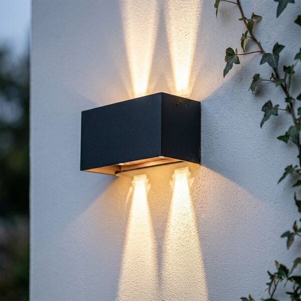Vonkajšia nástenná lampa čierna so zlatom vrátane LED 4-svetlo IP54 - Edwin