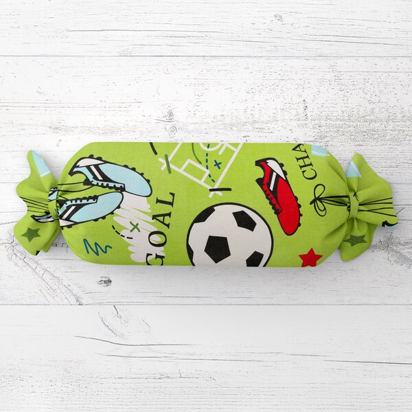 Biante Detský vankúš valec bonbon Sandra SA-645 Futbal to je hra - na zelenom 15x40 cm