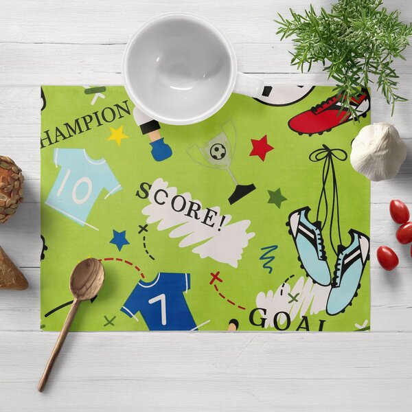 Biante Detské bavlnené prestieranie na stôl Sandra SA-645 Futbal to je hra - na zelenom 30x40 cm