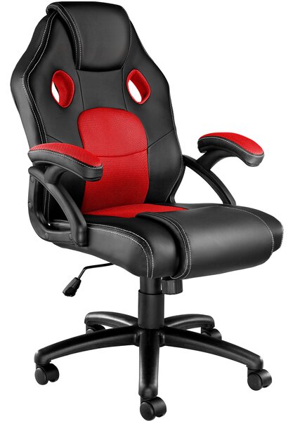 Tectake 403452 kancelárska stolička v športovom štýle mike - čierna / červená