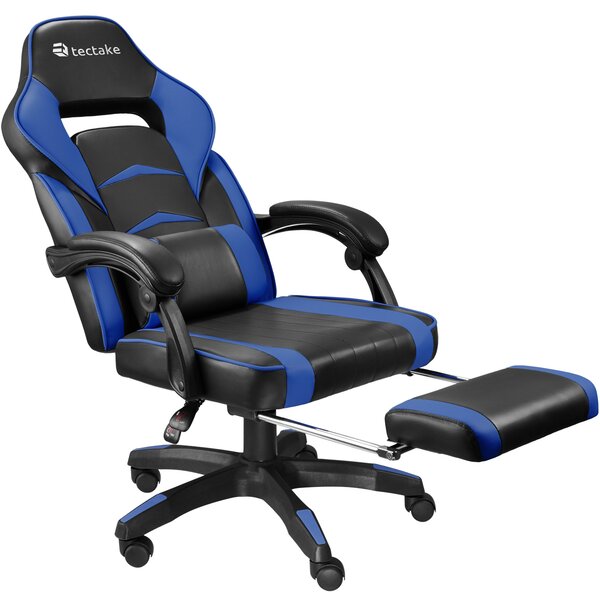 Tectake 404743 herná kancelárska stolička comodo s podnožkou - čierna/modrá