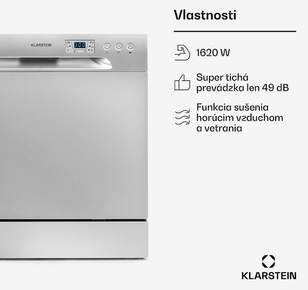 Klarstein Amazonia 8, umývačka riadu, 1620 W, na 8 súprav riadu, energet. trieda F, 49 dB