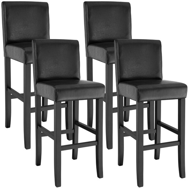 Tectake 403511 4 barové stoličky drevené - čierna