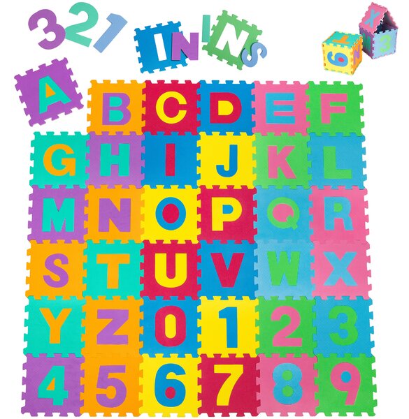 Tectake 401859 penové puzzle na zem, puzzle koberec na hranie - farebná