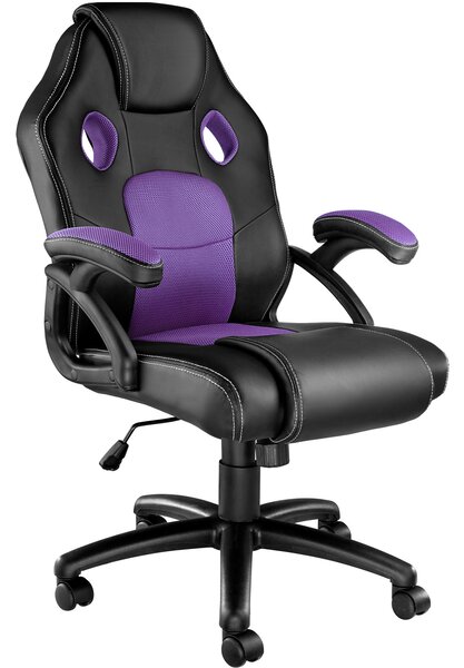 Tectake 403460 kancelárska stolička v športovom štýle mike - čierna / fialová