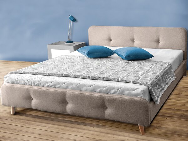 Béžová čalúnená posteľ AMELIA 160 x 200 cm