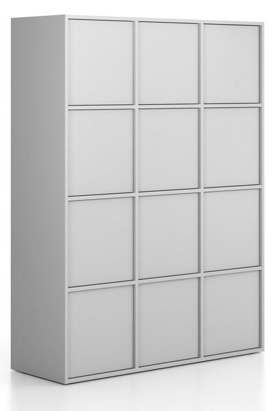Kancelárska skriňa FRAME, 12x dvere, 1299 x 450 x 1735 mm, PUSH-lock, sivá