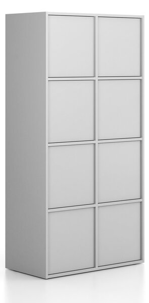 Kancelárska skriňa FRAME, 8x dvere, 872 x 450 x 1735 mm, PUSH-lock, sivá
