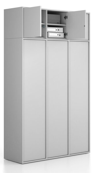 Nadstavba pre skrine FRAME, 3x dvere, 1299 x 450 x 427 mm, PUSH-lock, sivá