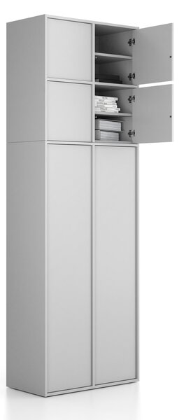 Nadstavba pre skrine FRAME, 4x dvere, 872 x 450 x 854 mm, PUSH-lock, sivá