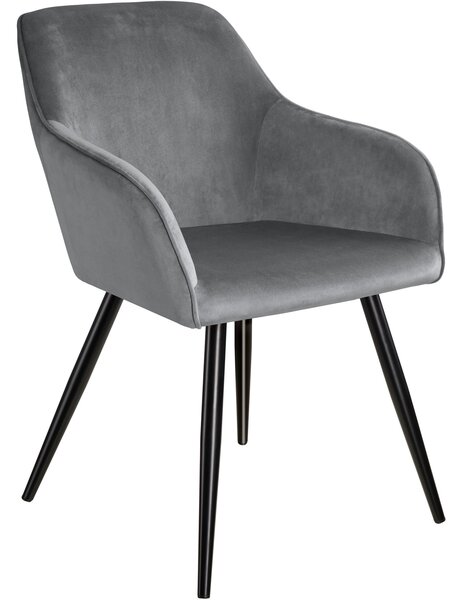 Tectake 403659 stolička marilyn so zamatovým vzhľadom čierna - šedo - čierna