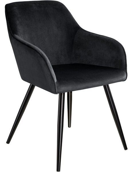 Tectake 403663 stolička marilyn so zamatovým vzhľadom čierna - čierna