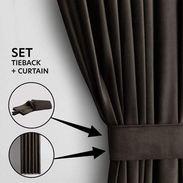 Hnedý zamatový dimout záves 140x270 cm Eyelets – Restilo