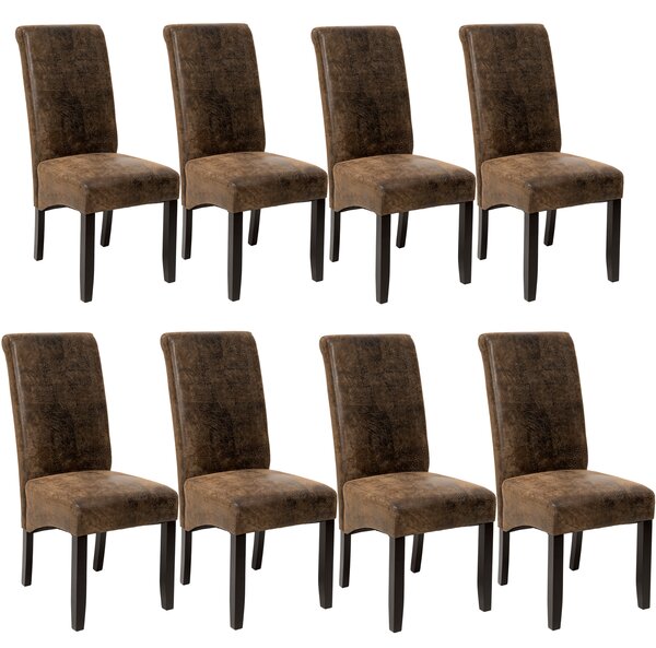 Tectake 403991 8 jedálenských stoličiek ergonomických, masívne drevo - vintage hnedá