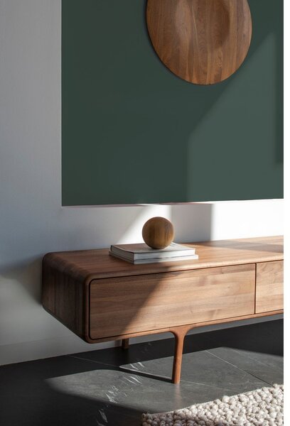 Hnedý TV stolík z orechového dreva 220x45x45 cm Fawn – Gazzda