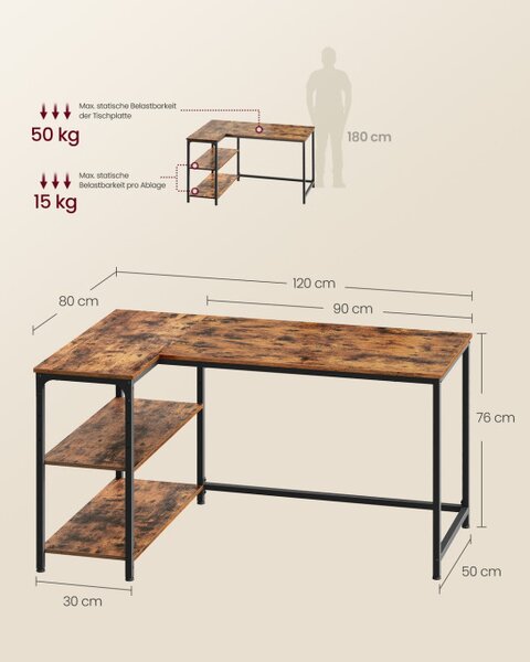 Rohový pracovný stôl LWD136KD01