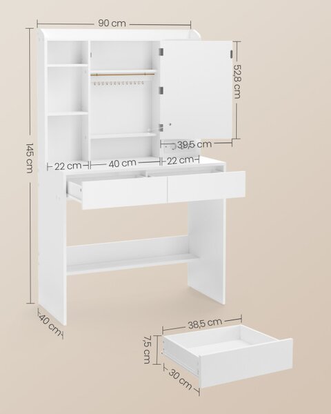 Toaletný stolík so zrkadlom a LED osvetlením RDT143WB01