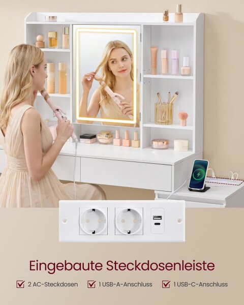 Toaletný stolík so zrkadlom a LED osvetlením RDT144WB01