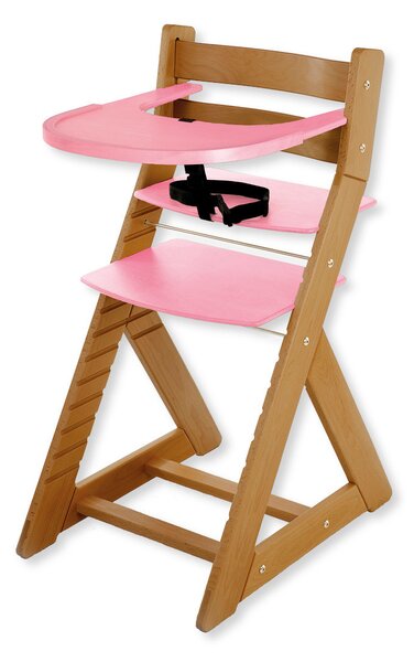 Hajdalánek Rastúca stolička ELA - s veľkým pultíkom (dub svetlý, ružová) ELADUBSVERUZOVA