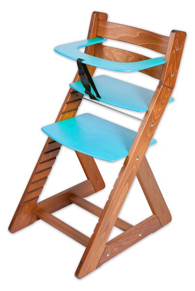 Hajdalánek Rastúca stolička ANETA - s malým pultíkom (dub tmavý, modrá) ANETADUBTMAVYMODRA