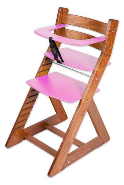 Hajdalánek Rastúca stolička ANETA - s malým pultíkom (dub tmavý, ružová) ANETADUBTMARUZOVA