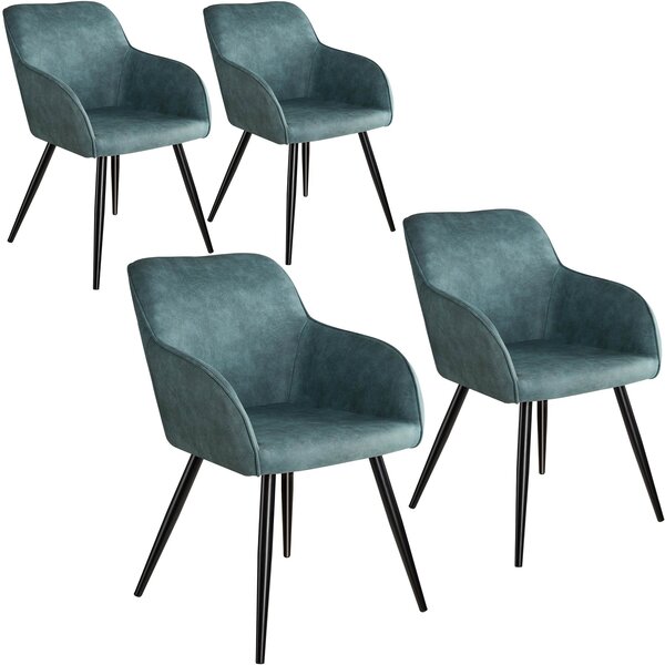 Tectake 404059 4 stoličky marilyn stoff - modro - čierna