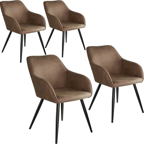 Tectake 404067 4 stoličky marilyn stoff - hnedo – čierna