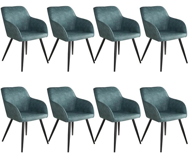 Tectake 404061 8 stoličiek marilyn stoff - modro - čierna