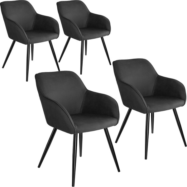 Tectake 404075 4 stoličky marilyn stoff - antracit-čierna