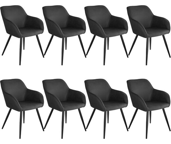 Tectake 404077 8 stoličiek marilyn stoff - antracit-čierna