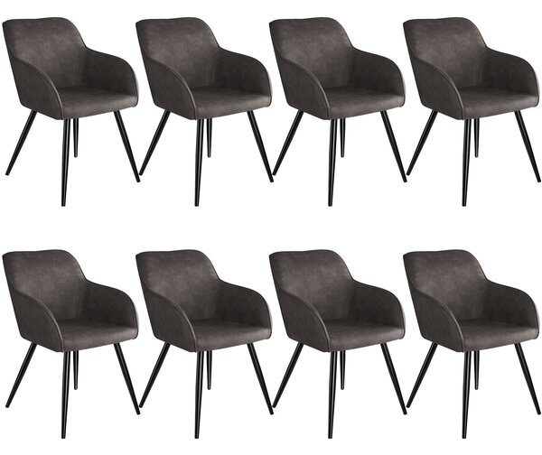Tectake 404081 8 stoličiek marilyn stoff - tmavo šedá-čierna