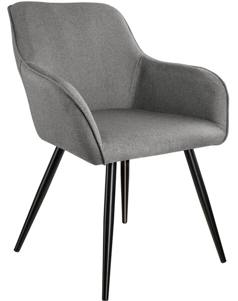 Tectake 403673 stoličky marilyn s ľanovým vzhľadom - svetlo šedá/čierna