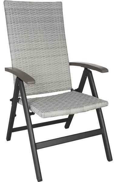 Tectake 403776 záhradná stolička ratanová melbourne - svetlo šedá
